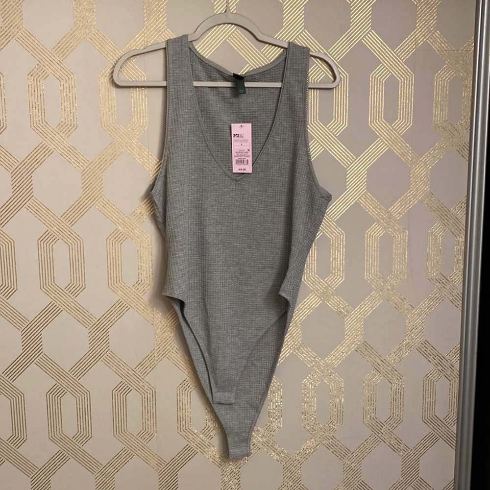 Grey Waffle knit body suit